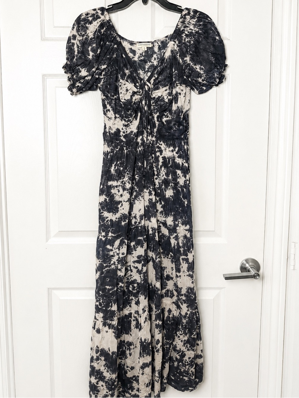 Earthbound Tie Dye Maxi Dress Small Boho Puff Sleeve Cottagecore Festival Dress